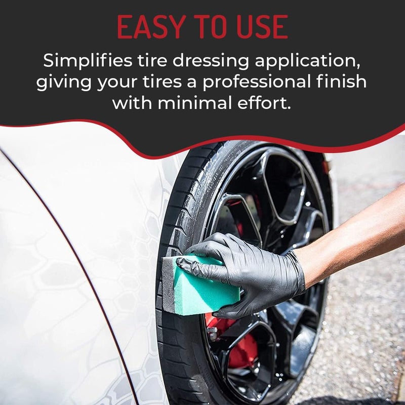 Hi-Tech Tire Dressing Applicator 12 Pack - Durable and Reusable, Contoured Tire Shine and Dressing Sponge for Your Car's Wheels - Image 4